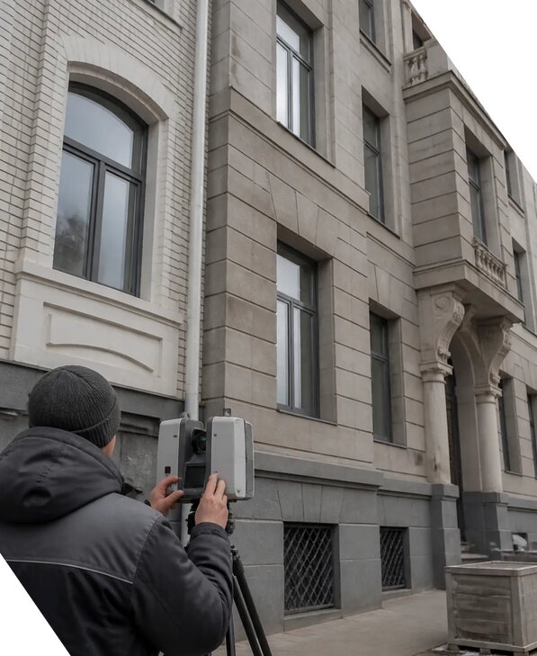 Лазерное сканирование фасадов зданий для обследования в Дюртюли